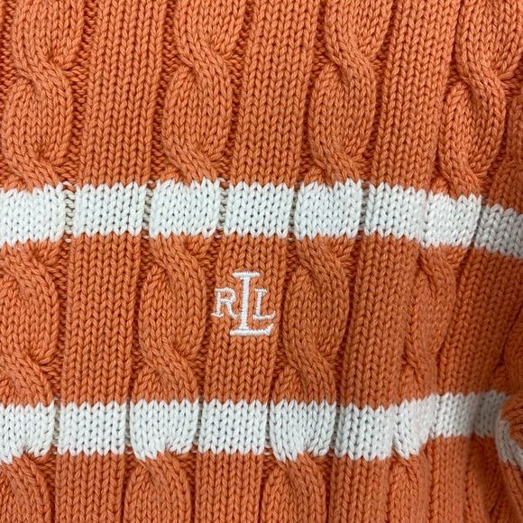 Ralph Lauren Crew Neck Long Sleeve Sweater Cable Knit Cotton Size M Nautical - Picture 4 of 9